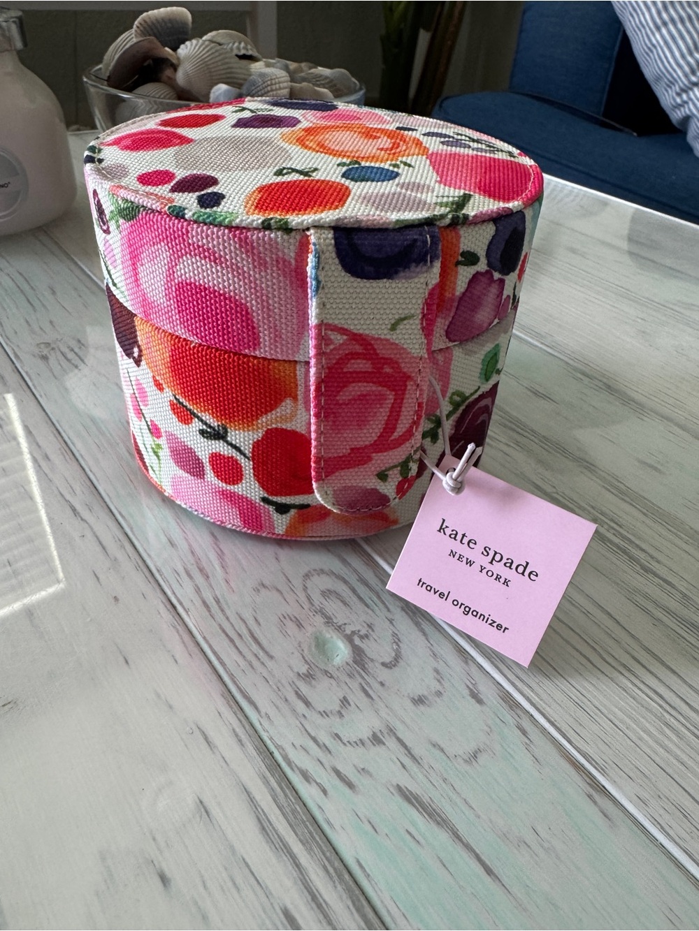 NWT Kate Spade Floral Multicolor Round Travel Jewelry Organizer
